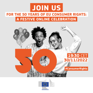 Zabilježite datum - 50 godina prava potrošača u EU-u: svečana online proslava 30. studenog 2022.