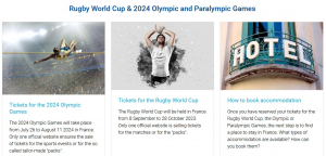 Svjetski kup u ragbiju 2023. i Olimpijske i Paraolimpijske igre 2024. u Francuskoj - informacije za potrošače